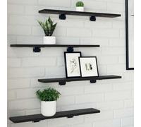 zylophax Étagère bibliothèque 3 Niveaux 4 pcs en Bois d'ingénierie Noir 60 x 10 x 1,5 cm Meuble Mural modulable pour Rangement Livres dossiers Manga Salon Bureau Chambre Enfant