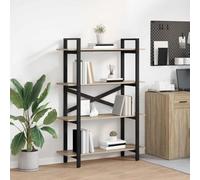 zylophax Étagère bibliothèque 4 Niveaux 100 x 33,5 x 140 cm Bois d'ingénierie Cadre Acier Robuste Rangement Salon Bureau Chambre modulable Stable Durable
