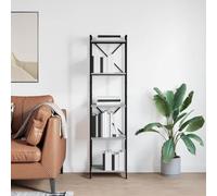 zylophax Étagère bibliothèque 40 x 30 x 155 cm Bois d'ingénierie Sonoma Gris Cadre Acier Noir Rangement modulable pour Salon Bureau Chambre avec Plusieurs Niveaux et Design Industriel