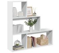 zylophax Étagère bibliothèque séparatrice de pièce à 3 Niveaux Blanc 123x29x123 cm Meuble Rangement modulable pour Salon Bureau Chambre avec Compartiments Ouverts et Design asymétrique