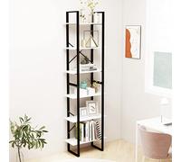 zylophax Étagère de Rangement Blanc en Bois de pin Massif et métal 60x30x210 cm, Meuble rayonnage Polyvalent pour Salon Bureau Chambre, présentoir Mural Stable avec Fixation Murale