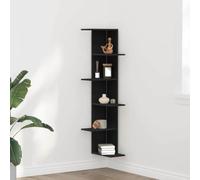 zylophax Étagère Murale d'angle en chêne Noir 36,5 x 36,5 x 140 cm avec 5 tablettes, Support de Rangement Suspendu pour Salon, Chambre, Bureau, Cuisine, Couloir, décoration Pratique