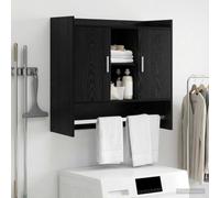 zylophax Étagère Murale en Bois d'ingénierie chêne Noir 80 x 36 x 80 cm avec Porte pivotante 90° Grande capacité Rangement Salon Bureau Chambre décoration