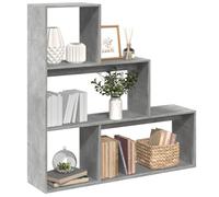 zylophax Étagère séparatrice de pièce 3 Niveaux Gris béton en Bois d'ingénierie 123x29x123 cm Meuble de Rangement modulable avec Compartiments Ouverts pour Salon Bureau Chambre