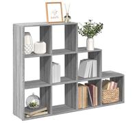 zylophax Étagère séparatrice de pièce 3 Niveaux Sonoma Gris en Bois d'ingénierie 137,5 x 29 x 103,5 cm avec 9 Compartiments cubiques modulables pour Rangement Salon Bureau Chambre