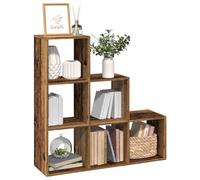 zylophax Étagère séparatrice de pièce à 3 Niveaux en Bois d'ingénierie Vieux Bois 99x29x99 cm avec 6 Compartiments Cubes modulables pour Rangement Salon Bureau Chambre
