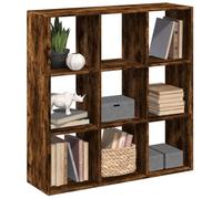 zylophax Étagère séparatrice de pièce chêne fumé Bois d'ingénierie 102x29x103,5 cm 9 Compartiments modulable Rangement Salon Bureau Chambre avec Compartiment Cube Ouvert Design géométrique