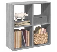 zylophax Étagère séparatrice de pièce en Bois d'ingénierie Sonoma Gris 69,5x29x69,5 cm avec 4 Compartiments Cubes modulables pour Rangement Salon Bureau Chambre, Design asymétrique Ouvert