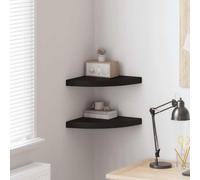 zylophax Étagères d'angle flottantes 2 pcs Noir MDF 35x35x3,8 cm avec Fixation Invisible pour Rangement Suspendu bibliothèque Salon Chambre Bureau décoration Murale
