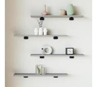 zylophax Étagères murales 4 pcs Sonoma Gris Bois d'ingénierie 60x10x1,5 cm Rangement Mural modulable pour Salon Bureau Chambre avec capacité 12 kg, Meuble rayonnage Ouvert Pratique