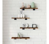 zylophax Étagères murales chêne fumé 4 pcs Bois d'ingénierie 40x10x1,5 cm Rangement Mural pour Salon Bureau Chambre Multifonction bibliothèque Meuble rayonnage