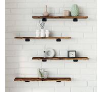 zylophax Étagères murales en Bois d'ingénierie chêne fumé 60x10x1,5 cm 4 pcs Rangement Mural modulable pour Salon Bureau Chambre avec capacité 12 kg par Niveau