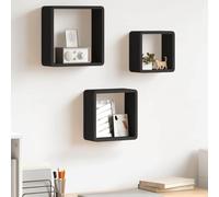 zylophax Étagères murales sous Forme de Cube 3 pcs Noir MDF avec Fixation Invisible, Dimensions variées 28x10x28 cm, Support de Rangement Flottant pour Salon Chambre Bureau décoration