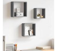 zylophax Étagères murales sous Forme de Cube Gris MDF 3 pièces avec Fixation Invisible, Rangement Suspendu pour Salon Chambre Bureau, Support décoratif pour Livres Objets