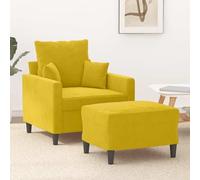 zylophax Fauteuil Velours Jaune avec Repose-Pied 60 cm Confortable 78x77x80 cm Structure Robuste Design Moderne Salon séjour Bureau Relaxation