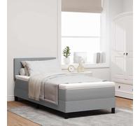 zylophax Lit à Ressorts avec Cadre en Bois d'ingénierie Gris Clair 100 x 200 cm Tissu Respirant tête de lit réglable pour Chambre Adulte Enfant Moderne Confort Moyen