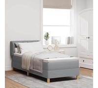 zylophax Lit à Ressorts Gris Clair 80 x 200 cm avec tête de lit réglable en Tissu, Cadre en Bois Massif et sommier pour Chambre Adulte, Design scandinave et Industriel