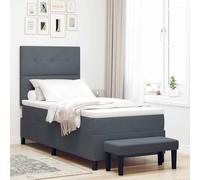 zylophax Lit à Ressorts Gris foncé 200 x 80 cm avec tête de lit en Velours, Cadre Bois d'ingénierie, sommier, Matelas Ferme Moyen pour Chambre Adulte Enfant ado, Design scandinave Industriel élégant