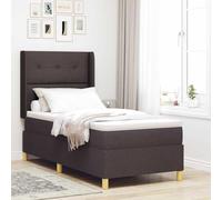 zylophax Lit à Ressorts Marron foncé avec tête de lit réglable, Cadre en Bois d'ingénierie 80 x 200 cm, Matelas Ferme, Pieds dorés élégants pour Chambre Adulte ou ado Moderne