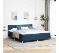 zylophax Lit à sommier tapissier avec matelas et tête de lit, bleu, 180 x 200 cm, tissu moderne, capitonné, scandinave, cadre de lit familial, lit d'invité, lit industriel, lit pour adolescent, maison