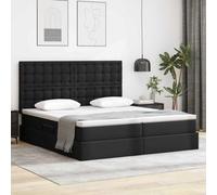 zylophax Lit Cadre avec sommier et Matelas 180 x 200 cm Noir Simili Cuir avec Rangement Coffre tiroir tête de lit métal Bois pour Chambre Adulte Design scandinave Industriel