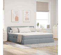 zylophax Lit Cadre de Rangement Gris Clair 180 x 200 cm avec Matelas Ferme tête de lit en Polyester et sommier à Lattes pour Chambre Adulte ou ado Design scandinave Industriel