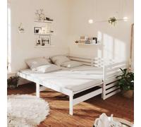 zylophax Lit Coulissant Blanc en Bois de pin Massif 2x90x200 cm Cadre sommier avec Lattes pour canapé Convertible Multifonction Chambre Adulte Studio Appartement