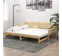 zylophax Lit Coulissant en Bois de pin Massif 2x90x200 cm Cadre sommier escamotable pour Couchage Double, Banquette Pratique avec Panneau latéral, idéal Studio Chambre Adulte Enfant invité