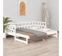zylophax Lit Coulissant en Bois de pin Massif Blanc 2x90x200 cm Cadre sommier à Lattes pour Chambre Adulte Enfant canapé Convertible escamotable Confortable