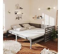 zylophax Lit Coulissant en Bois de pin Massif Gris 2x90x200 cm avec sommier à Lattes Cadre Robuste pour Chambre Adulte Enfant canapé Convertible Pratique