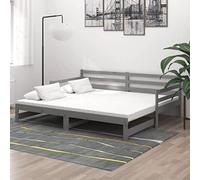 zylophax Lit Coulissant Gris en Bois de pin Massif 2x90x200 cm avec Matelas Mousse PU, Structure Robuste, sommier à Lattes, idéal Chambre Adulte Enfant, Design scandinave Fonctionnel