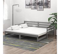 zylophax Lit Coulissant Gris en Bois de pin Massif 2x90x200 cm Cadre avec sommier à Lattes Structure Robuste canapé-lit Multifonction pour Chambre Adulte ou Studio Espace Couchage invité