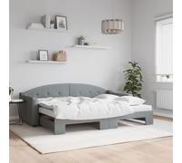 zylophax Lit de Jour avec lit gigogne Gris Clair 80x200 cm Tissu Polyester Structure Bois et métal sommier à Lattes Matelas Mousse canapé Convertible pour Chambre Adulte ou Studio