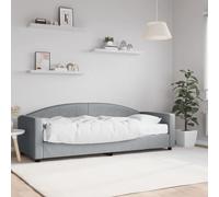 zylophax Lit de Jour avec Matelas Gris Clair 80x200 cm Tissu, Cadre en Bois Massif et métal, sommier à Lattes Inclus, canapé Convertible Pratique pour Chambre Adulte ou Studio