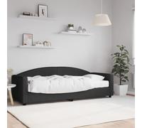 zylophax Lit de Jour avec Matelas Noir 80x200 cm Tissu 100% Polyester Cadre en Bois Massif et métal sommier à Lattes Confortable pour Chambre Adulte ou Appartement