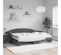 zylophax Lit de Jour Gris foncé 80x200cm avec lit gigogne, Matelas en Mousse, Cadre en Bois Massif et métal, sommier à Lattes, Velours Doux pour Chambre Adulte et Studio