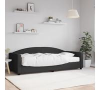 zylophax Lit de Jour Noir 90x200 cm avec Matelas Mousse 17,5 cm Tissu Polyester Cadre Bois Massif métal sommier à Lattes canapé-lit Pliable pour Chambre Adulte Enfant Studio Gain d'espace