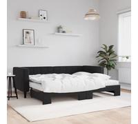 zylophax Lit de Jour Noir en Velours 80x200 cm avec lit gigogne, Cadre en Bois et métal, sommier à Lattes Inclus, Matelas Mousse Confortable, canapé Convertible pour Chambre Adulte ou Studio