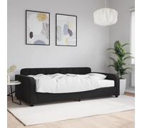 zylophax Lit de Jour Velours Noir 100x200 cm avec Matelas Mousse 17 cm Structure Bois métal sommier à Lattes pour Chambre Adulte Studio Appartement canapé-lit Multifonction