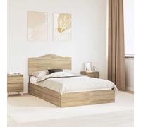 zylophax Lit de Rangement Chêne Sonoma 135 x 190 cm en Bois d'ingénierie avec Tiroirs Coffre pour Chambre Adulte Enfant, Sommier à Lattes et Structure Robuste, Design Moderne Scandinave Industriel