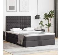 zylophax Lit de Rangement Gris avec Cadre métal 140 x 190 cm, sommier Plateforme tapissier avec Coffre escamotable, tête et Pied, Espace pour Chambre Adulte Enfant