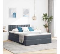 zylophax Lit de Rangement Gris foncé en Velours 140 x 190 cm avec Matelas, Cadre Plateforme avec sommier à Lattes, tête de lit tapissier, Espace de Rangement escamotable pour Chambre Adulte ou Enfant