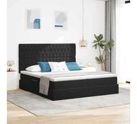 zylophax Lit de Rangement Noir avec tête de lit en Velours 180 x 200 cm, Cadre métal Solide, sommier escamotable, Design scandinave Industriel, Grand Espace de Rangement Pratique pour Chambre Adulte