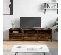 zylophax Meuble TV chêne fumé en Bois d'ingénierie 150x30x44,5 cm avec Pieds en Fer, Buffet de Rangement pour Salon, Chambre, Espace multimédia et Console Design Industriel Moderne