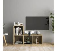 zylophax Meubles TV 2 pcs chêne Sonoma Bois d'ingénierie 72x35x36,5 cm Rangement Salon Moderne avec tiroirs niches pour télévision multimédia et Console Audio vidéo