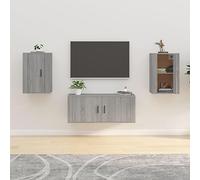 zylophax Meubles TV muraux 2 pcs en Bois d'ingénierie Sonoma Gris 40x34,5x60 cm avec Rangement, Porte modulable pour Salon séjour Chambre, Design Moderne Mural Suspendu Pratique et Stable