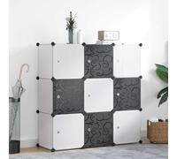 zylophax Organisateur de Rangement Cube 9 Compartiments Noir Blanc, étagère casier modulable, Meuble Rangement Chaussures, Armoire Dressing empilable pour entrée Couloir, Pratique