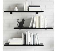 zylophax Panneaux bibliothèque Noir Brillant en aggloméré 80x30x1,5 cm 8 pcs étagère modulable Rangement Meuble Cube Mural Salon Bureau Chambre