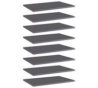 zylophax Panneaux de bibliothèque Gris Brillant en Bois d’ingénierie 60x40x1,5 cm 8 pcs pour étagère Meuble Rangement modulable Salon Bureau Chambre
