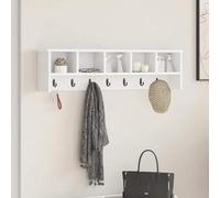 zylophax Porte-Manteau Mural Blanc en Bois d'ingénierie 100 x 16 x 26 cm avec étagère Murale, Crochets Pratiques, Rangement Suspendu pour entrée, Couloir, Bureau et Salle de Bain